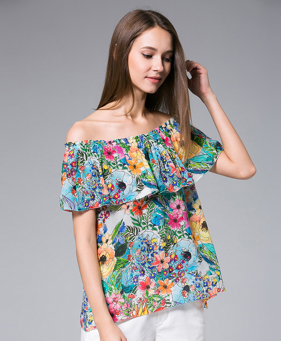 Tops - Flowers Printed silk crepe top